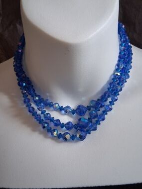 Blue Crystal Multi-Strand Necklace